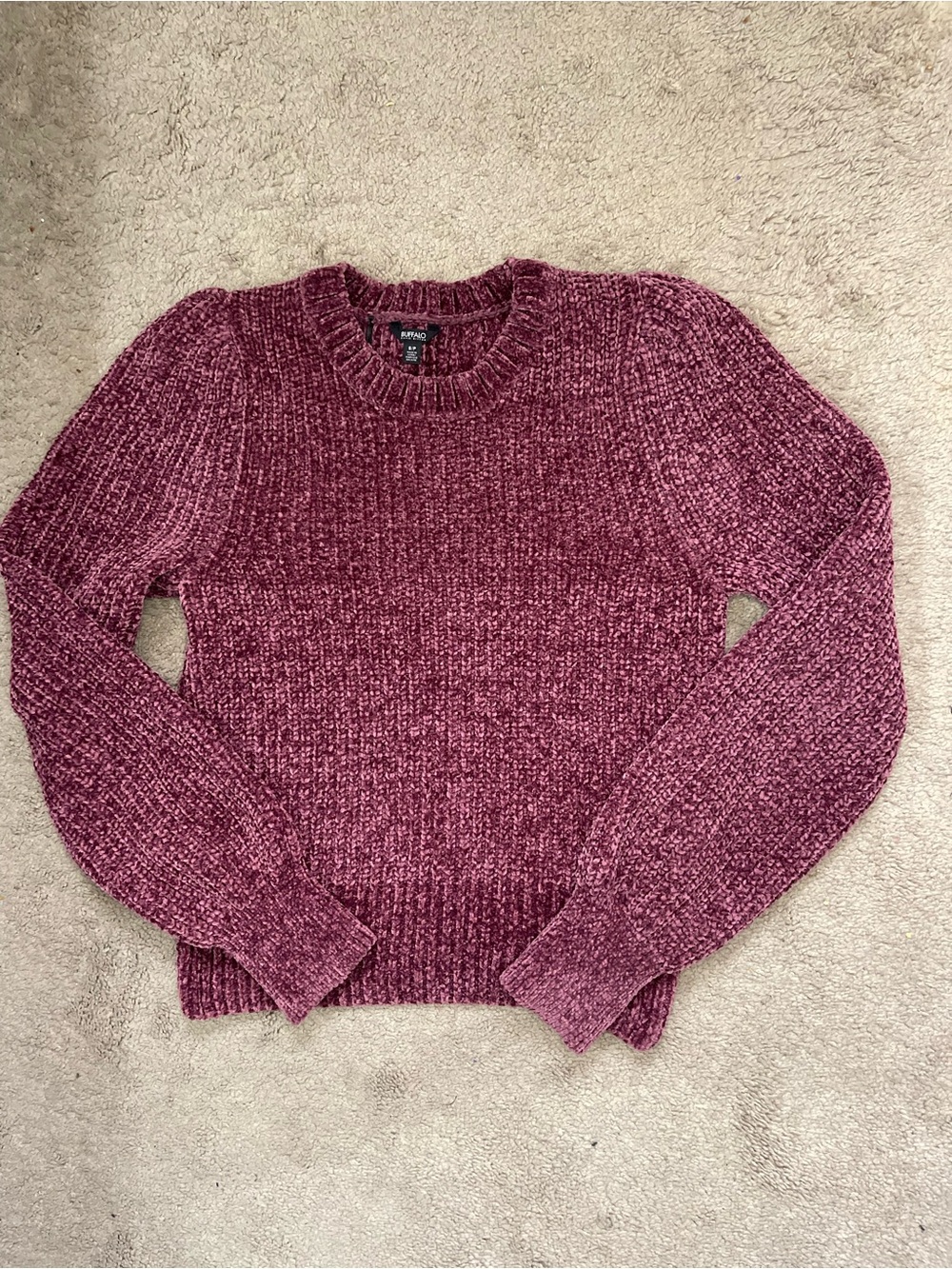 P Pink Chenille Crewneck Sweater